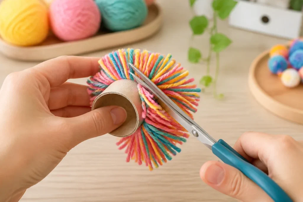 Faire un pompon avec un rouleau de papier toilette facilement